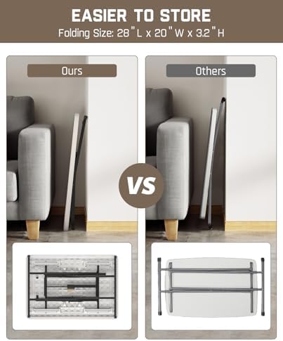 FanttikOutdoor Small Folding Table Quick Adjust 3 Heights, TV Tray, Dining
