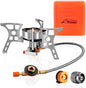 WADEO 3900W Windproof Camping Stove, Camping Gas Stove with Piezo Ignition, Backpacking Stove Portable Camping Stove with Two Fuel Canister Adapter for Outdoor Backpacking Hiking and Picnic