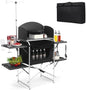 Camping Folding Cooking Table with 4 Panels & Carry Bag for BBQ RV Picnic