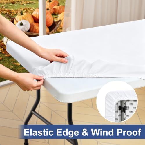 homing Rectangle Table Cloth Cover 5 Foot White Elastic Fitted Tablecloth