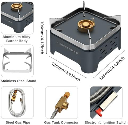 Single Burner Propane Stove, Wind-Guard Camping Stove, Automatic Ignition Propane Burner for Outdoor Cooking