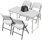 HULKFIT Portable 5-Piece Folding Table and Chairs Set, Heavy Duty 4ft Camping & Party Furniture for Indoor Outdoor Events, White