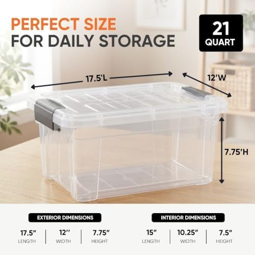 Superio 21 Quart Clear Plastic Storage Boxes with Lids, Stackable Organizer Containers, BPA-Free Storage Bins for Home, Office, School & Dorm, 2 Pack