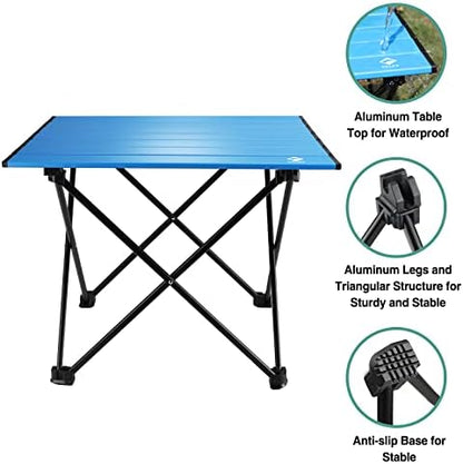 VILLEY Portable Camping Side Table, Ultralight Aluminum Folding Beach Table