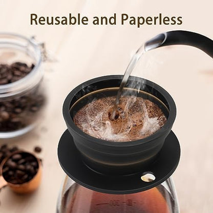 3-Packs Paperless Travel Pour Over Coffee Maker, Collapsible Travel Pour Over Coffee Dripper, Camping Coffee Maker with Reusable Filter
