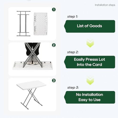 BestOffice | 30" Folding Table | White | Portable Plastic Table