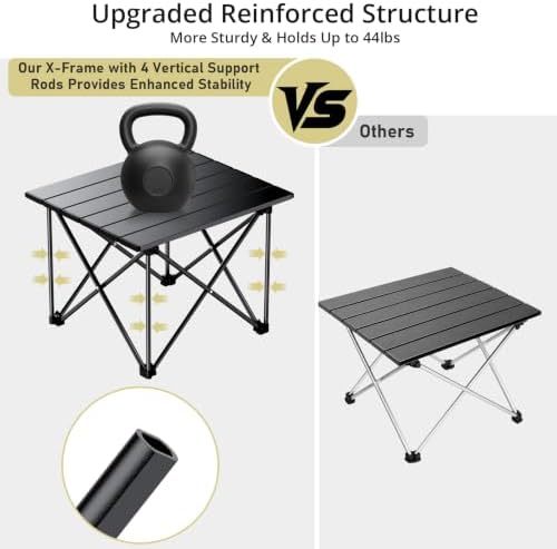 Anbte Small Folding Camping Table, Ultralight Aluminum, 44 Lb Capacity