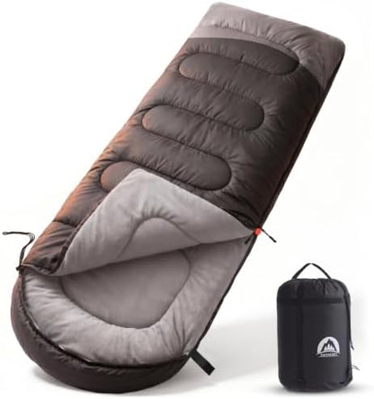 Sleeping Bags for Adults & Kids for Camping Hiking Trips Warm Cool Weather, Lightweight and Waterproof with Compression Bag, 3-4 Season Indoors Outdoors Activities