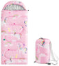 Wake In Cloud - Kids Sleeping Bag for Girls Toddlers, Camping in Warm Cold Weather, Backpacking Lightweight Compact Outdoor Liner for 3 Seasons, Unicorns Rainbow Clouds