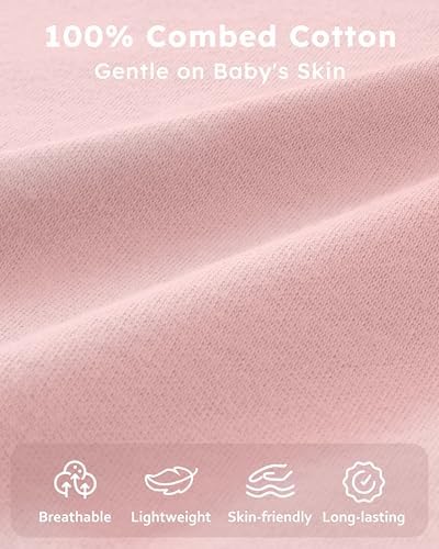 Baby Sleep Sack 6-12 Months 0.5 TOG, 100% Cotton Baby Wearable Blanket 2 Pack with 2-Way Zipper, Lightweight Sleep Bag for Boys ＆ Girls Newborn Infant Breathable Sleeing Sack Pink Tulip