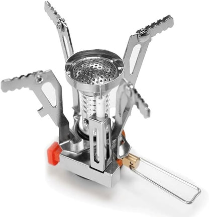 Camping Stove Backpacking Stove, 3000W Portable Camp Stove with Piezo Ignition, Wind-Resistant Mini Camping Burner for Outdoor Hiking Cooking, BY-J