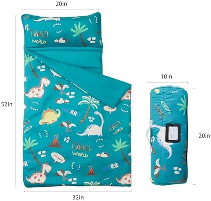 MORAIS Toddler Nap Mat with Pillow and Blanket, 52" x 20" Lightweight and Soft Nap Mat for Preschool, Daycare, Travel Sleeping Bags
