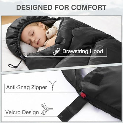 Sleeping Bags for Adults & Kids for Camping Hiking Trips Warm Cool Weather, Lightweight and Waterproof with Compression Bag, 3-4 Season Indoors Outdoors Activities