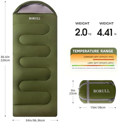 Double Sleeping Bags Queen Size for Adults Camping with 2 Pillows