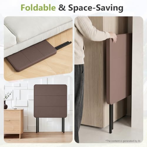 2 Pack Folding Table, Portable Coffee Table 27in Square Table for Small Spaces, Patio Card Table Foldable Picnic Table with 400 LBS Capacity for Indoor Outdoor Use, Brown