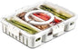 Divided Veggie Tray with Lid and Handle 4 Compartment Serving Tray Portable Travel Snack Storage Containers Stackable Snackle Box Charcuterie Container for Fruit,Vegetable,Salad
