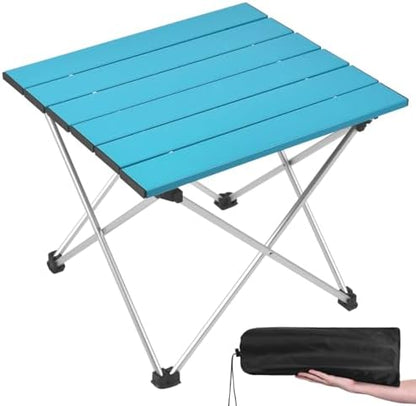 Grope Portable Camping Table,Aluminum Folding Beach Table (Deep Blue-S)