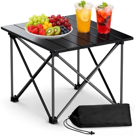 Anbte Small Folding Camping Table, Ultralight Aluminum, 44 Lb Capacity