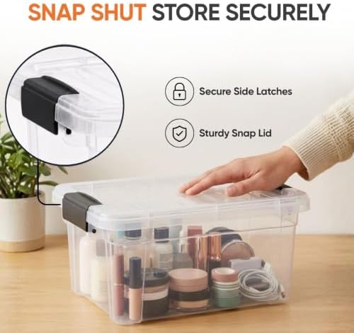 Superio 3.4 Quart Clear Plastic Storage Boxes with Lids, Stackable Organizer Containers, BPA-Free Storage Bins for Home, Office, School & Dorm, 6 Pack