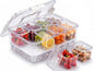 Chilled Snackle Box Container with Ice Tray - 8 Compartment Serving Tray with Lid & Handle, Leak-Proof & Odor-Free Snack Box, Portable Cold Food Platter for Picnic, Party, Travel, Road Trip