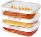 Felli Duo Loc Deli Meat Containers for Fridge with Airtight Lids, Stackable Refrigerator Organizer for Lunch Meat Storage Sandwich Ham Cheese Salami Sliced Turkey, Clear Tritan Box (Cold Cuts 3pk)