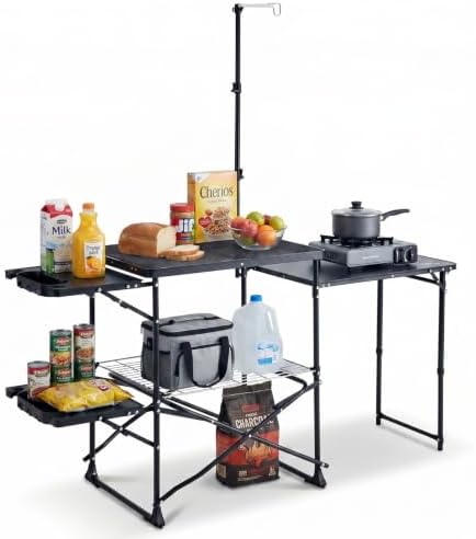 DMH OUTDOORS Folding Camping Kitchen Station Portable Outdoor Grill Table