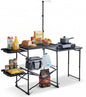 DMH OUTDOORS Folding Camping Kitchen Station Portable Outdoor Grill Table