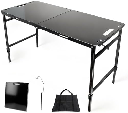 Tactical Camping Table with Adjustable Height, Collapsible Table Lightweight with Carry Bag for Camping, Travel expeditions, Hiking, Picnics, BBQs & Beach Trips
