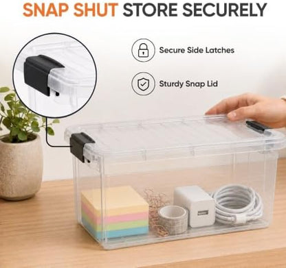 Superio 2.5 Quart Clear Plastic Storage Boxes with Lids, Stackable Organizer Containers, BPA-Free Storage Bins for Home, Office, School & Dorm, 5 Pack