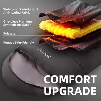 Double Sleeping Bags Queen Size for Adults Camping with 2 Pillows