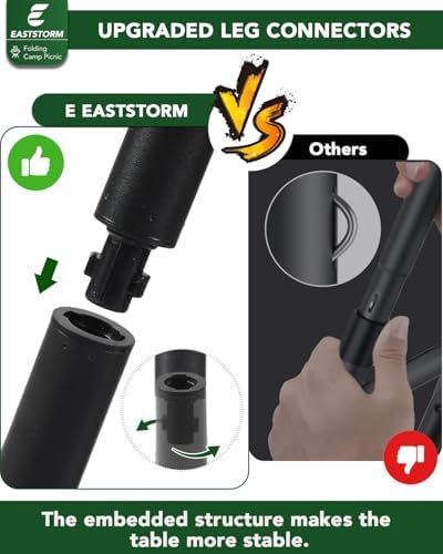 E EASTSTORM 3 Ft Small Folding Table, 3-Height Camping Table Foldable,Black