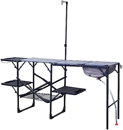 GCI OUTDOOR Master Cook Station | Portable Folding Kitchen Table with Soft Shell Sink, Heat Resistant Tabletop & Telescoping Lanter Pole, Perfect for Camping Trips