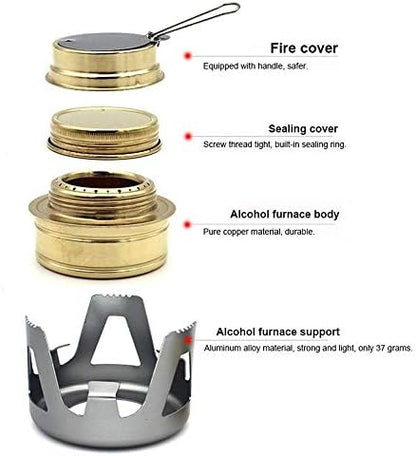 Portable Outdoor Mini Alcohol Stove Burner Ultralight Camping Cookware Set for Outdoor Camping, Hiking, Backpacking, Picnic
