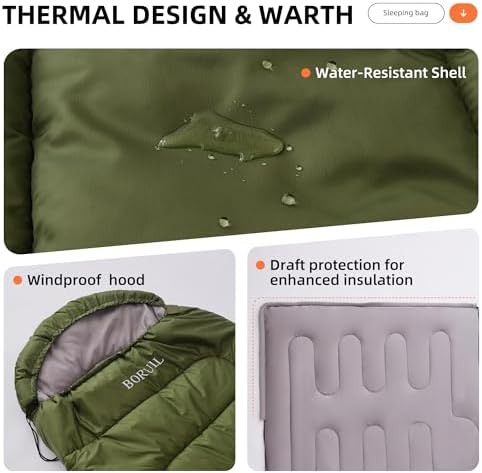 Double Sleeping Bags Queen Size for Adults Camping with 2 Pillows