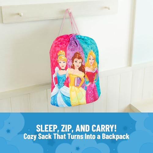 Jay Franco Disney Princess Trip Slumber Sack - Cozy & Warm Kids Lightweight Slumber Bag/Sleeping Bag - Featuring Ariel, Belle, and Cinderella