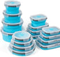 Collapsible Silicone Food Storage Containers Set with Lid & Air Vent, Foldable Lunch Containers, 16 Pack (8 Rectangular + 8 Round Bowls), BPA-Free, Space-Saving