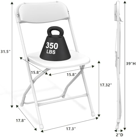 4FT Folding Table with 4 Pack Folding Chair, Foldable Picnic Table with Adjustable Height and Plastic Foldable Chairs for Weddings, Camping, RV Travel, Parties, BBQs, and Indoor Use, White