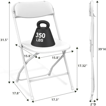 4FT Folding Table with 4 Pack Folding Chair, Foldable Picnic Table with Adjustable Height and Plastic Foldable Chairs for Weddings, Camping, RV Travel, Parties, BBQs, and Indoor Use, White