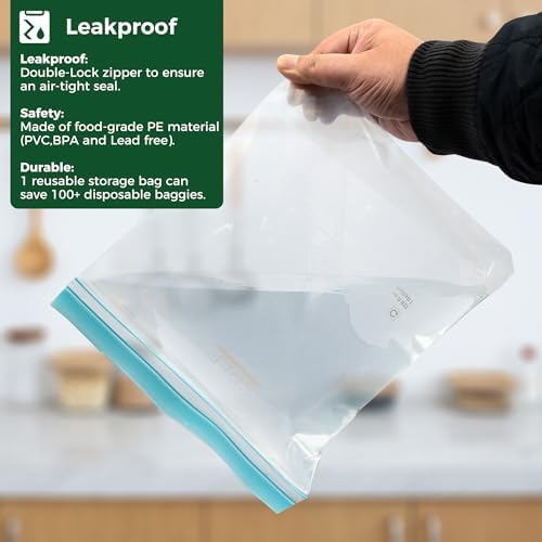 SPLF 12 Pack Reusable 2 Gallon Freezer Bags Dishwasher Safe