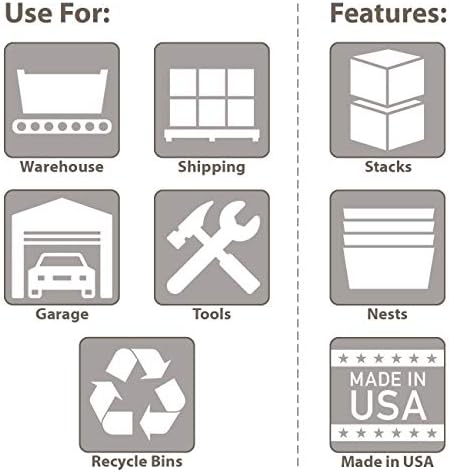 Akro-Mils 35230 Nest and Stack Plastic Storage Container and Distribution Tote, (23-1/2-Inch L x 19-1/2-Inch W x 13-Inch H), Gray, (3-Pack)