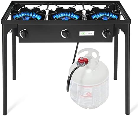 Goplus Outdoor Camping Stove, 3 Burner Propane Gas Cooker