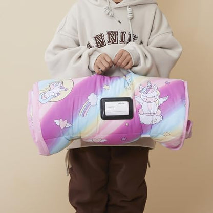 MORAIS Toddler Nap Mat with Pillow and Blanket, 52" x 20" Lightweight and Soft Nap Mat for Preschool, Daycare, Travel Sleeping Bags