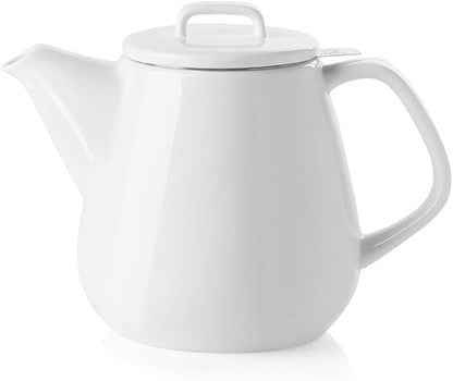 Sweejar 40oz Tea pot with Removable Stainless Steel Infuser,Dishwasher Safe Tea Pots for Loose Tea,Tea Pots with Infuser for Chrismas Women Gift (White)