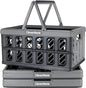 CleverMade Eco Collapsible Shopping Basket with Handles, 24L Stone, 3 Pack