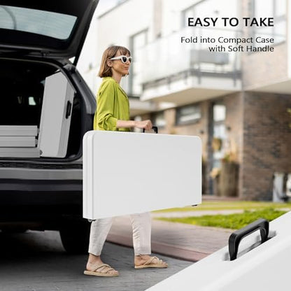 VINGLI 34" Fold in Half Square Table, Bi-Folding Commercial Portable Plastic Dining Table for Kitchen Outdoor Party Wedding Event, White