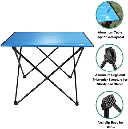 VILLEY Portable Camping Side Table, Ultralight Aluminum Folding Beach Table