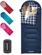 KingCamp 45°F Kids Sleeping Bag, 100% Flannel Sleeping Bag for 10-12 Child