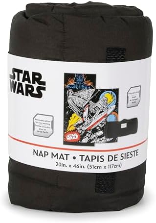 Jay Franco Kids Nap Mat with Embedded Pillow & Blanket – Soft 46"x20" Microfiber Sleeping Bag with Name Tag & Handle