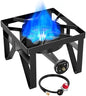 BESTFIRE 200,000 BTU Heavy-Duty Propane Burner – Outdoor Stove with 0-20Psi Adjustable Regulator & Black Hose – Ideal for Home Brewing, Turkey Frying, Camping & Backyard Cooking
