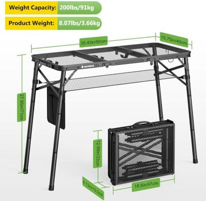 Raynesys Portable Folding Grill Table for Outside for Picnic, Camping